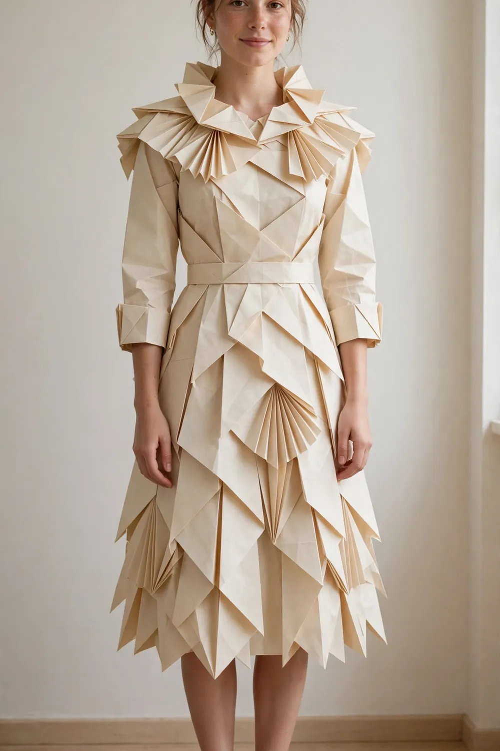 Girl in a newspaper outfit for an ABC party