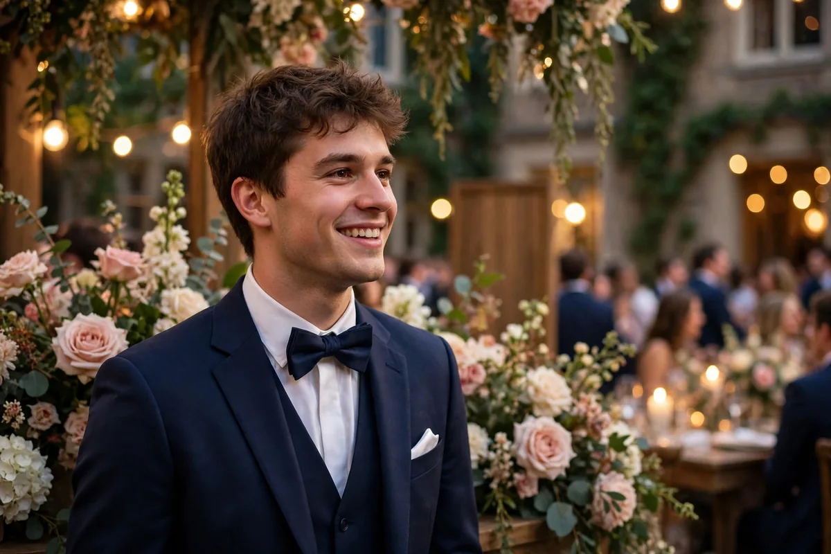 Man in navy suit and bow tie