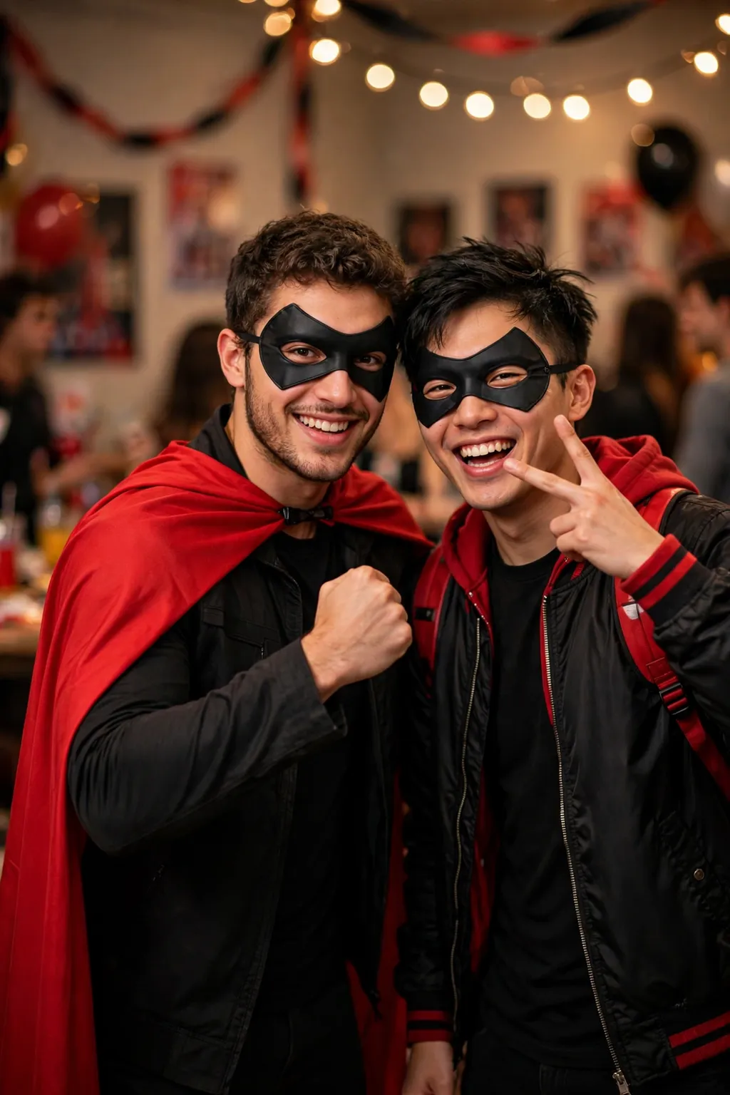 Two friends in a Famous Duos peanut butter and jelly costume