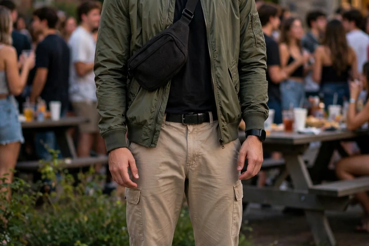 Guy in a funny duo costume half at a college date party