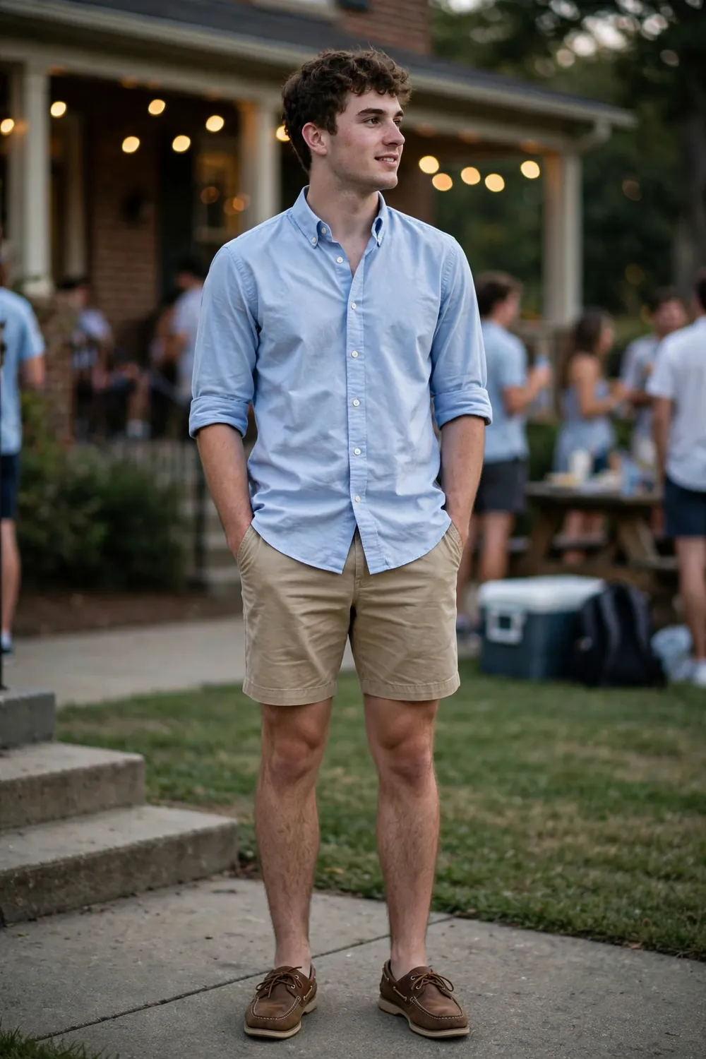 Guy in a classic frat outfit with oxford shirt