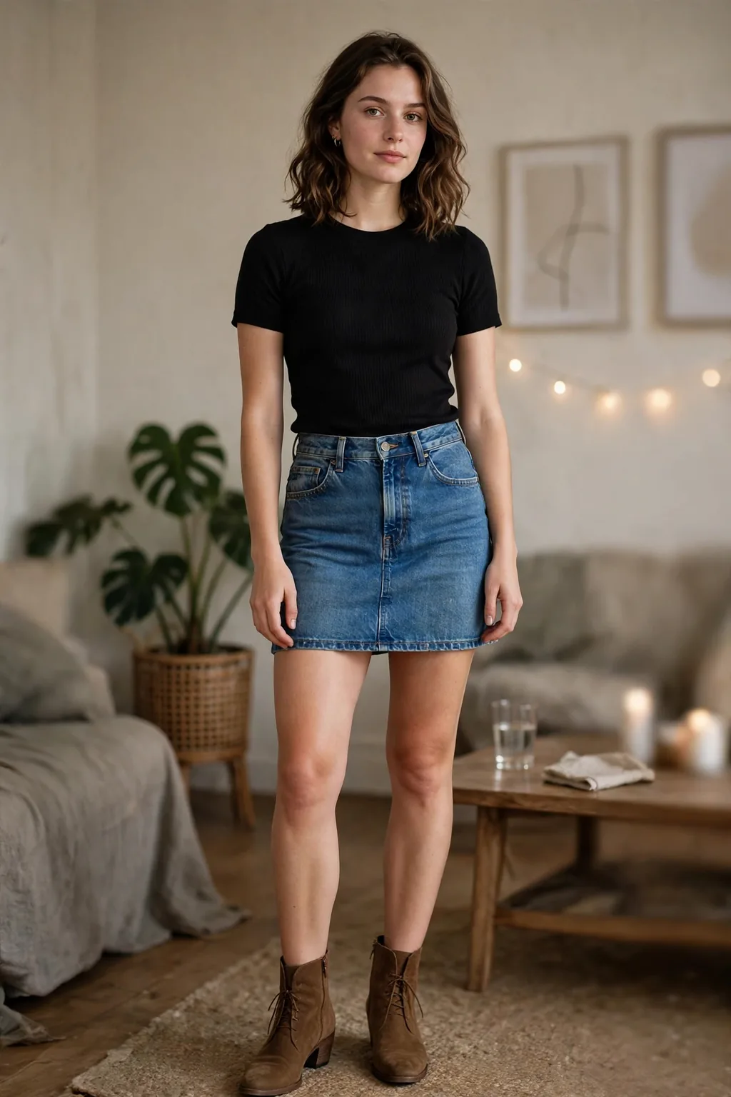 The Mini Skirt Moment outfit formula with plaid mini skirt and boots