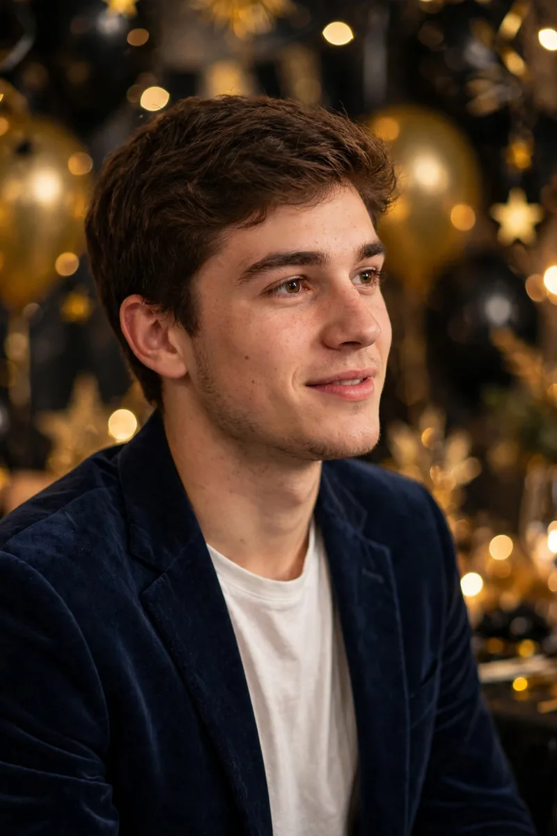 Man in a velvet blazer with a gold watch