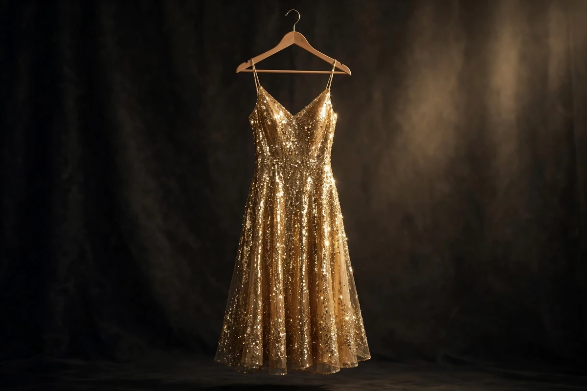 Gold sequin mini dress Gold sequin mini dress