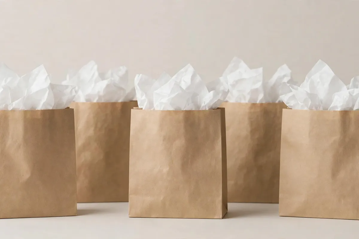 Kraft favour bags with tissue (bulk pack) Kraft favour bags with tissue (bulk pack)